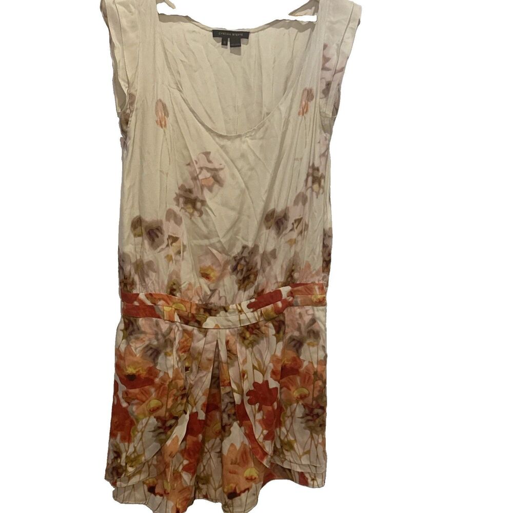Cynthia Steffe Silk Dress Sleeveless Beaded Collar Flouncy Style Size 10